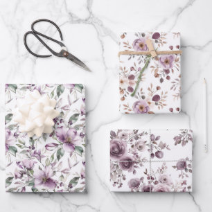 Lila Blumige Hochzeitsdusche Geburtstag Ihre Hochz Geschenkpapier Set