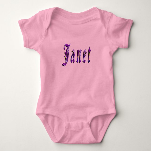 Lila Blumige Janet Name,  Baby Strampler (Vorderseite)