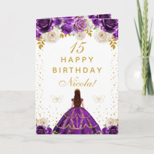 Lila Blumige Prinzessin Alles Gute zum Geburtstag Karte