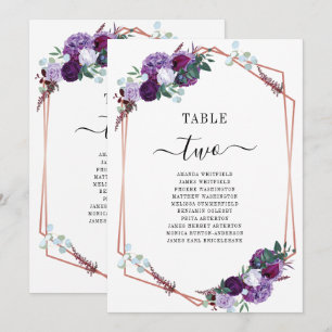 Lila Blumige Roségold Hochzeit Tisch Nummer 2 Einladung