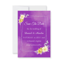 Lila Blumige Save-The-Date-Karte