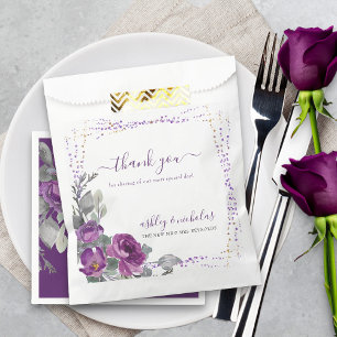 Lila Blumige und Konfetti Hochzeit Danke Geschenktütchen