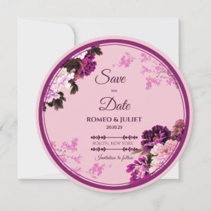 Lila Blumiger Ring Hochzeit Save-the-Date-Karte Save The Date