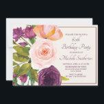Lila Blush Pink Bläsercreme 60. Geburtstag<br><div class="desc">Elegante botanische lila und rot-rosa Aquarellblume 60. Geburtstagsfeier Einladung für Frauen. Kontaktieren Sie uns für Hilfe bei der Anpassung oder um passende Produkte anzufordern.</div>
