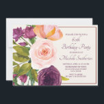 Lila Blush Pink Bläsercreme 60. Geburtstag<br><div class="desc">Elegante botanische lila und rot-rosa Aquarellblume 60. Geburtstagsfeier Einladung für Frauen. Kontaktieren Sie uns für Hilfe bei der Anpassung oder um passende Produkte anzufordern.</div>