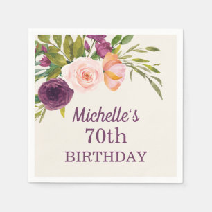 Lila Blush Pink Bläsercreme 70. Geburtstag Serviette