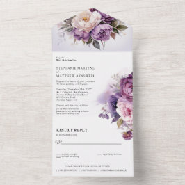 lila Blush Pink Blues Hochzeit All In One Einladung