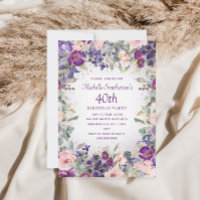 Lila Blush Pink Blumenblätterung 40. Geburtstag