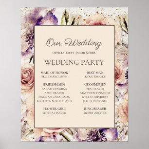 Lila Blush Pink Cream Wedding Party Poster