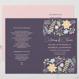 Lila Blush Pink Modernes Hochzeitsprogramm für Blu