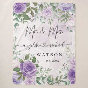 Lila Blush Rose Mr. and Mrs. Modern Script Sherpadecke