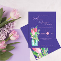 Lila & blush Tulip Mason Jar Wedding Einladung