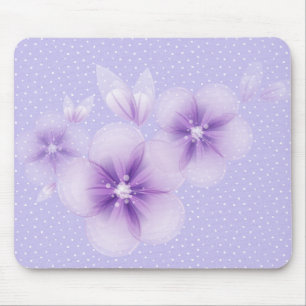 Lila Blüten auf Dots Mouse Pad Mousepad