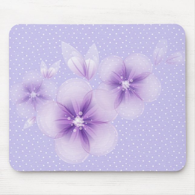 Lila Blüten auf Dots Mouse Pad Mousepad (Vorne)