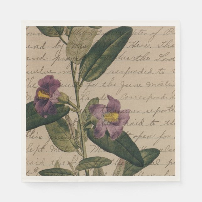 Lila Blüten-Ephemera Serviette (Vorderseite)