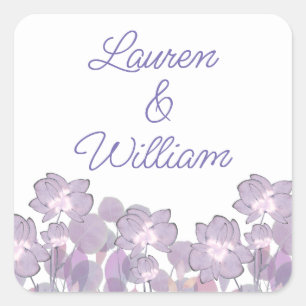 Lila Blüten in Pastellfarben Quadratischer Aufkleber