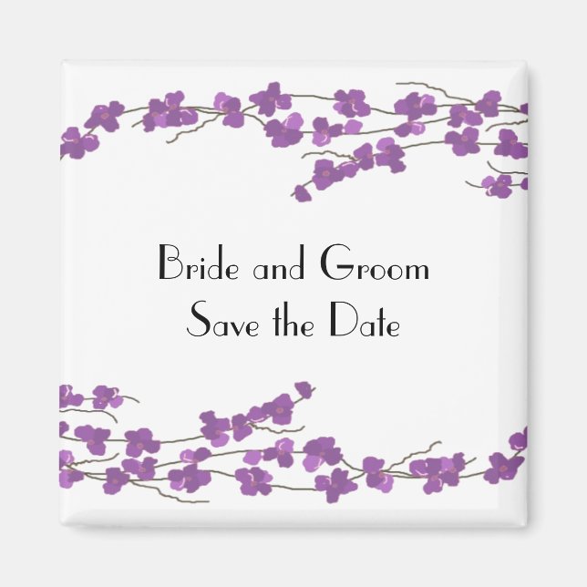 Lila Blüten Save the Date Magnet (Vorne)