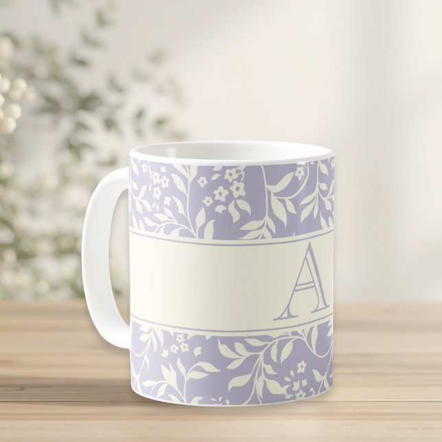 Lila Blüten- und Folientafel-Monogramm-Tasse Kaffeetasse (Von Creator hochgeladen)