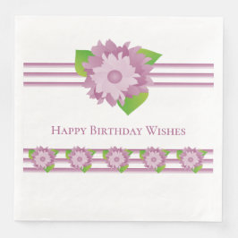 Lila Blüten und Streifen Serviette