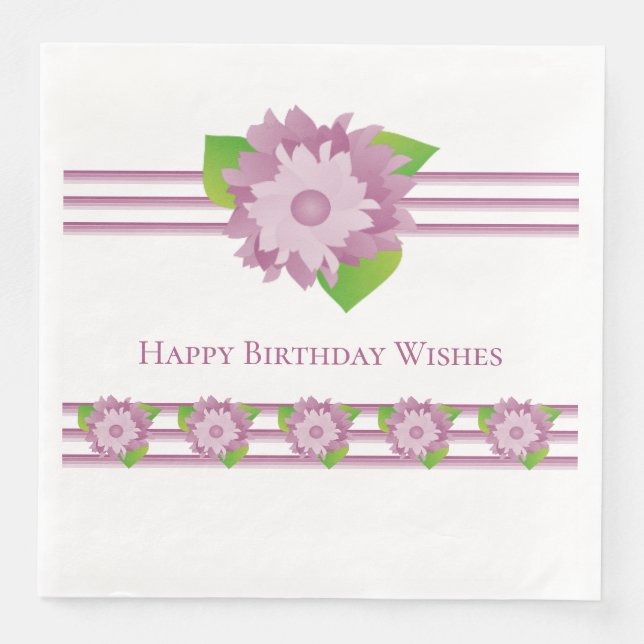 Lila Blüten und Streifen Serviette (Vorderseite)