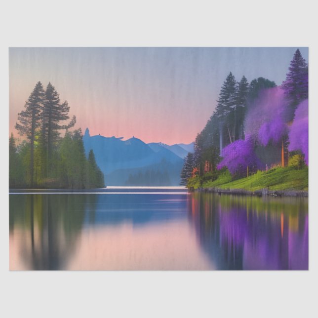 Lila Blütenbäume in der Bucht Seidenpapier (Vorderseite)