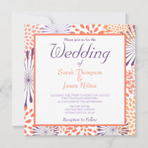 Lila Blütenblüten und Korallen Einladungen für Hoc