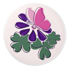 Lila Blütenbutterfly-Lavendel Blush Keramikknauf