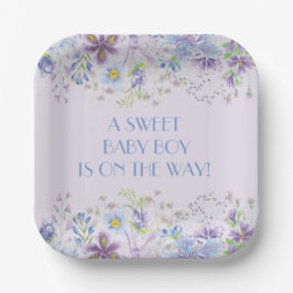 Lila Blütendusche Pappteller