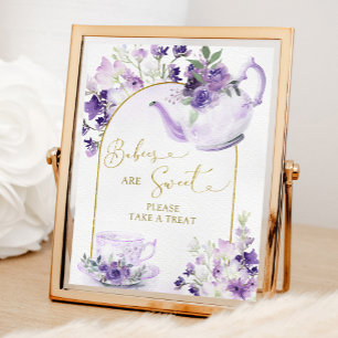 Lila Blütendusche Tee Babys sind süß Poster