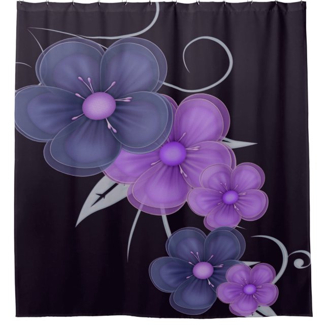 lila Blütenfarbe Duschvorhang (Vorderseite)