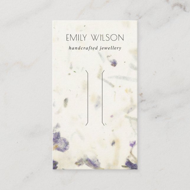 Lila Blütenhandgemachte Papiertextur Haarklammer Visitenkarte (Vorderseite)