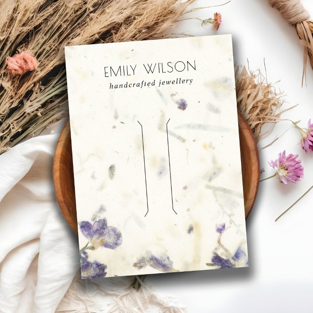 Lila Blütenhandgemachte Papiertextur Haarklammer Visitenkarte (Von Creator hochgeladen)