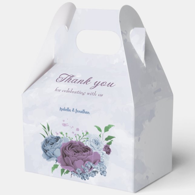 Lila Blütenhochzeit Geschenkschachtel (Vorderseite)