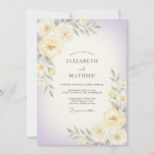 Lila Blütenhochzeit in Butterweich Einladung