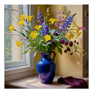 Lila Blütenkunst Poster