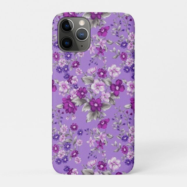 Lila Blütenmuster Case-Mate iPhone Hülle (Rückseite)