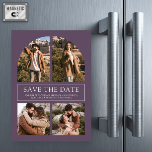 Lila Bogen-Foto-Collage Hochzeit Save-the-Date Magneteinladung
