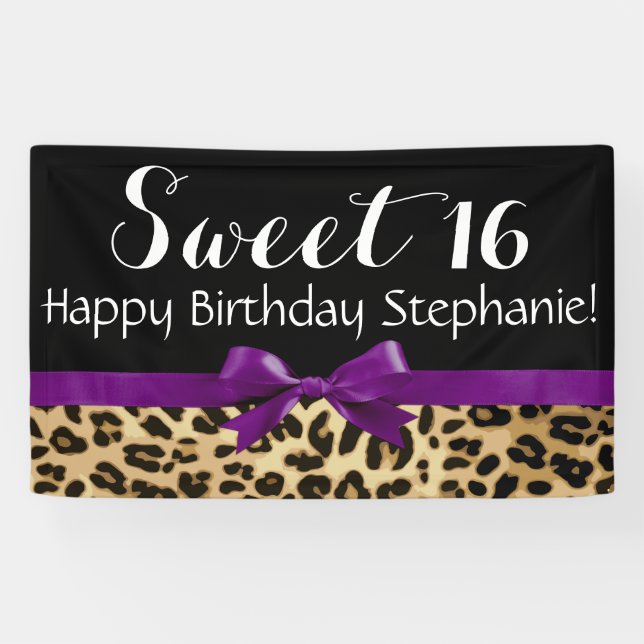 Lila Bogen-Leopard-Druck-Bonbon 16 Banner (Horizontal)