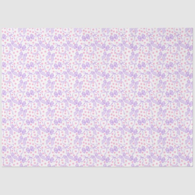 Lila Bogen mit rosa Punkten Seidenpapier (Vorderseite)