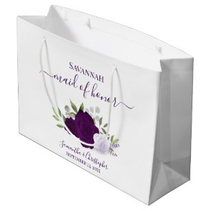 Lila Boho-Aquarell-Rosen Hochzeit Trauzeugin Große Geschenktüte