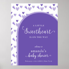 Lila Boho Arch Sweetheat Babydusche Willkommen Poster