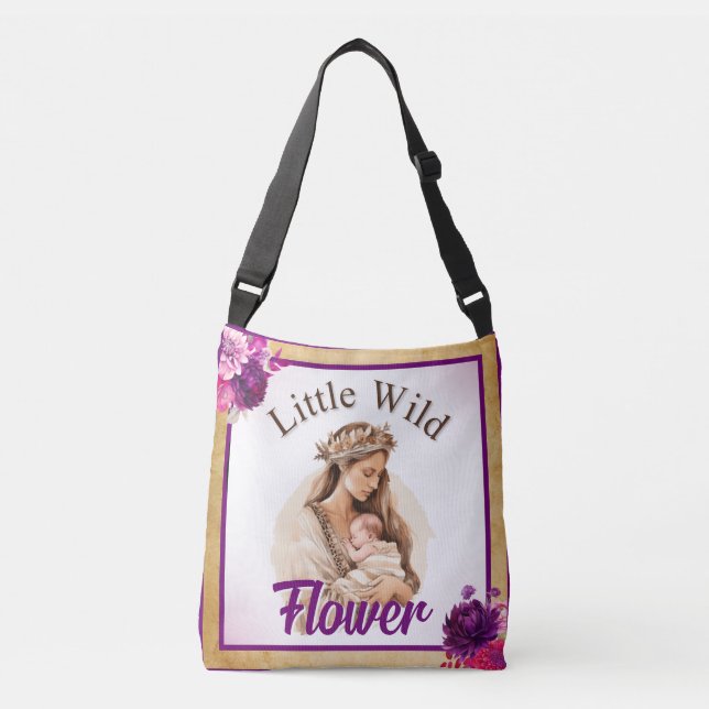 Lila Boho Baby Dusche Tragetaschen Mit Langen Trägern (Vorderseite)