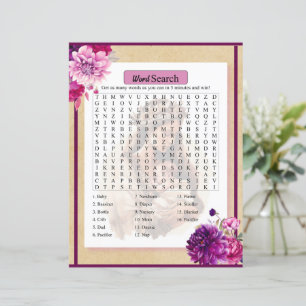 Lila Boho Baby Shooter Word Search Game