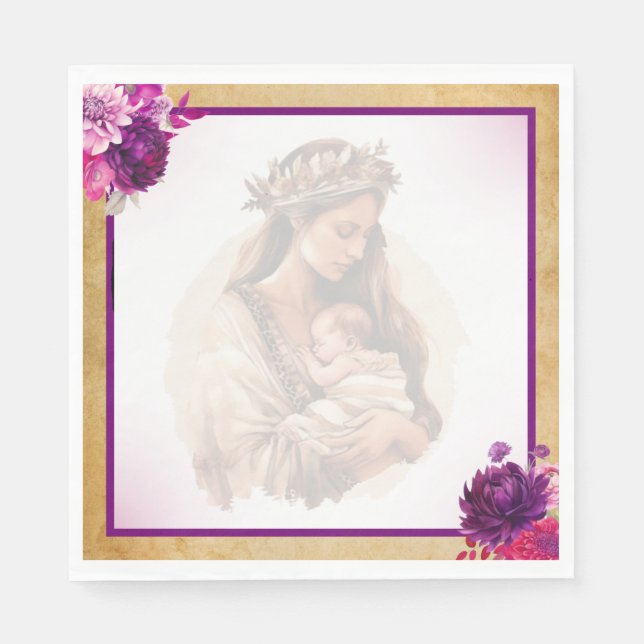 Lila Boho Babydusche Napkins Serviette (Vorderseite)