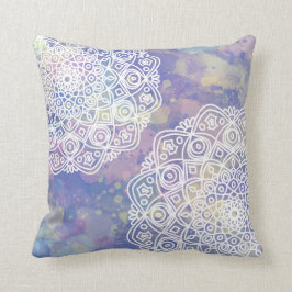 Lila Boho Chic Mandala Zen Watercolor Kissen