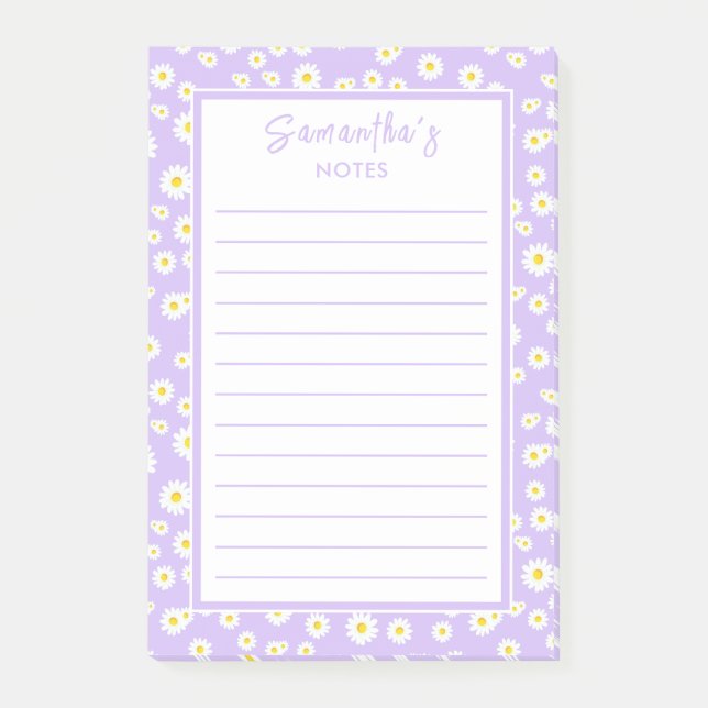 Lila Boho-Frühlingsgänseblümchen Post-it Klebezettel (Vorderseite)