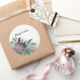 Lila Boho Lotus Watercolor Lace Runder Aufkleber