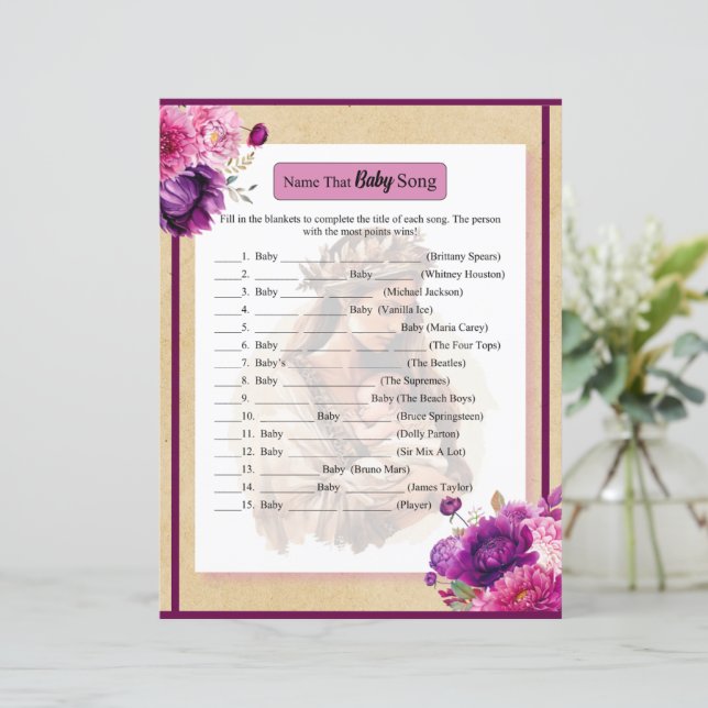 Lila Boho Name, dass Baby Song Game (Stehend Vorderseite)