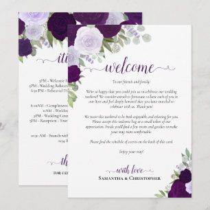 Lila Boho Rose Hochzeit Begrüßung & Tour Programm