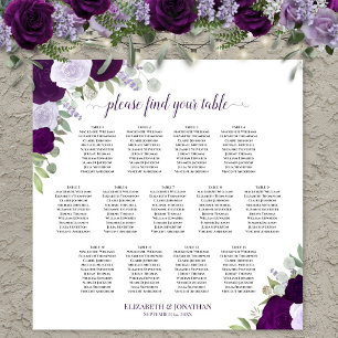 Lila Boho-Rosen 13-Tisch-Hochzeits-Sitzplan Poster